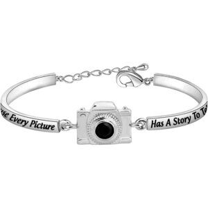 Copper Photo Bracelet Adjustable Camera Charm Jewelry Gift for Photographers Wom